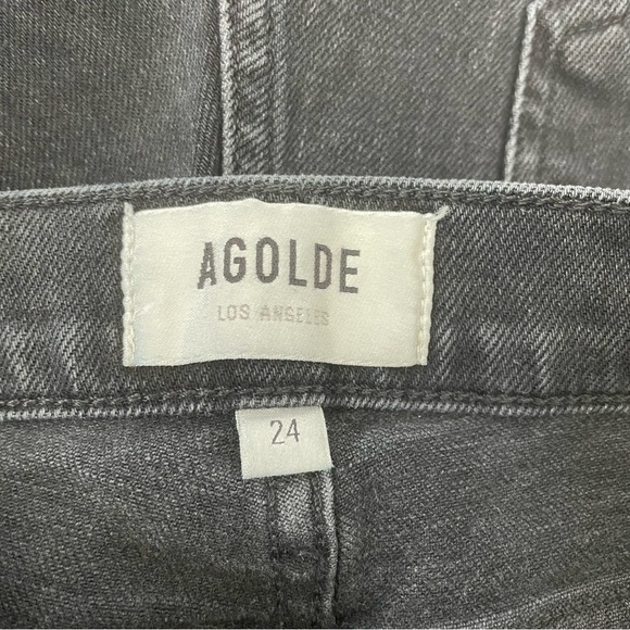 Agolde Button Fly Distressed Black Distressed Skinny Jeans Size 24 - Picture 3 of 5